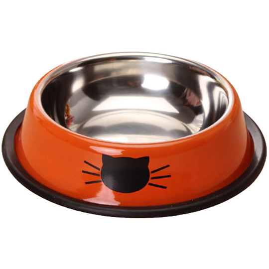 Cat Bowl, Stainless Steel Cat Bowl with Anti-Slip Bottom for Small and Large Cats, Orange