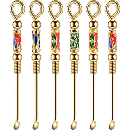 6 Pieces Teaspoon Powder Spoon Portable Metal Small Teaspoon Retro Necklace Buckle Pendant for diy Crafts Vial Filling with Powder Spice Herbs Sand