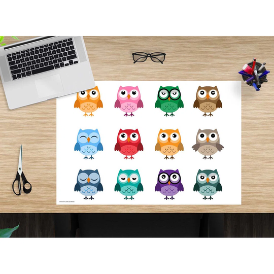 Colorful Owls Desk Pad