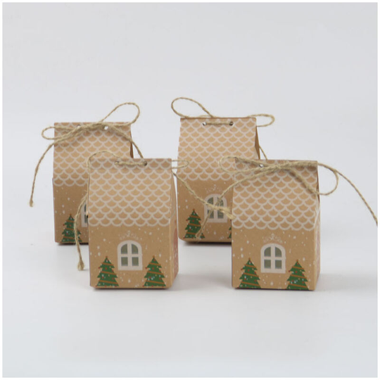 Christmas Party Gift Boxes, Christmas Kraft Paper Candy Boxes, Xmas Party Favour Bags, Creative Paper Treat Boxes for Christmas Party Decorations,