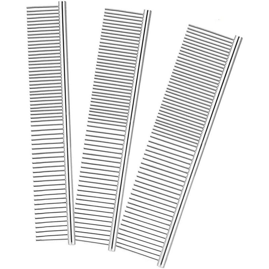 3 Pack Pet Grooming Combs, 3 Sizes Stainless Steel for Dogs and Cats