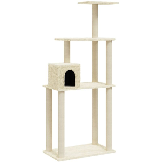 Cat Tree with Sisal Scratching Posts Cream 147 cm Vidaxl Cream