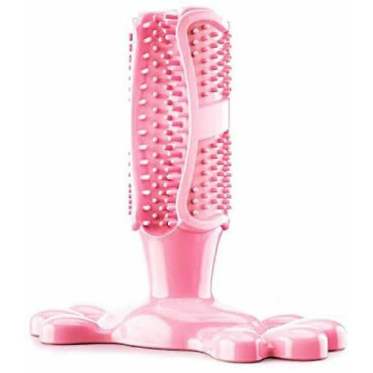 Thsidne Dog Toothbrush Chew Toys Natural Rubber Dog Tooth Cleaner Stick Puppy Dental Care Brushing Toy Dog Tooth Cleaner(l, Pink)