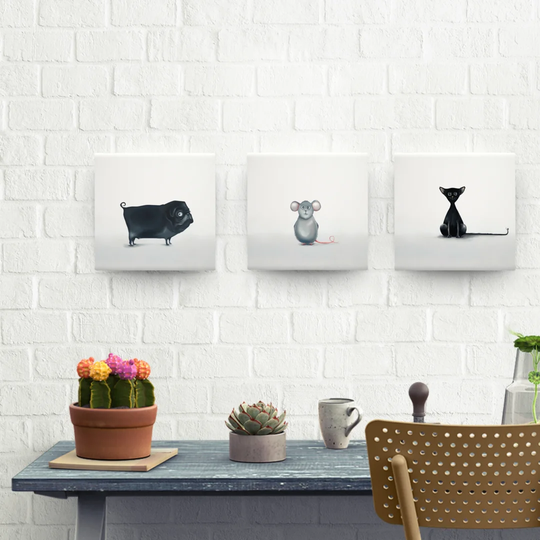 'Cat, Mouse and Dog' 3 Piece Photographic Print Set on Wrapped Canvas