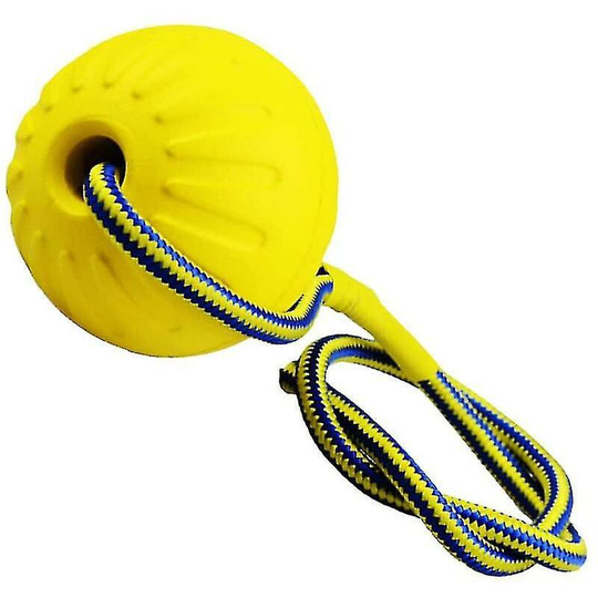 Throwing Ball, Dog Rubber Ball with Elastic Rope, Dog Toy Ball (Yellow)