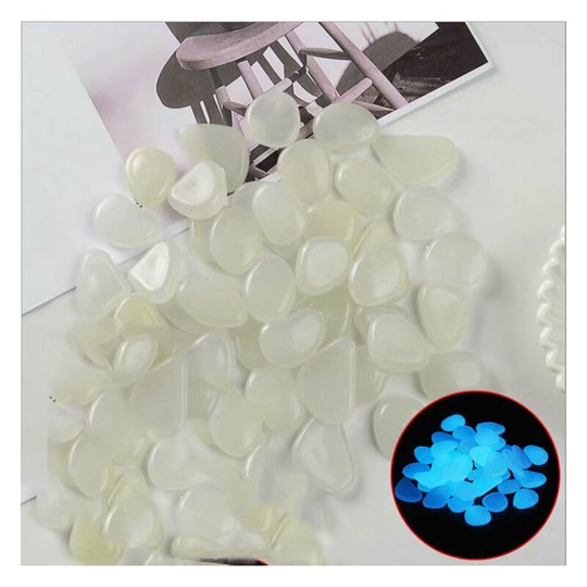 Litzee - 300pcs Glowing Pebbles Glow in the Dark Stones Rocks Green Luminous Cobblestones Gravel Decoration for Garden Pathway Yard Aquarium Fish