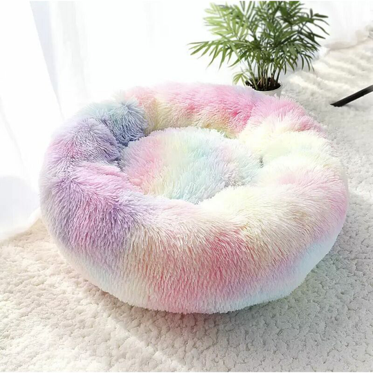 Round Donut Bed for Dog Cat Plush Soothing Comfy Mat Sleeping Basket Color 40cm