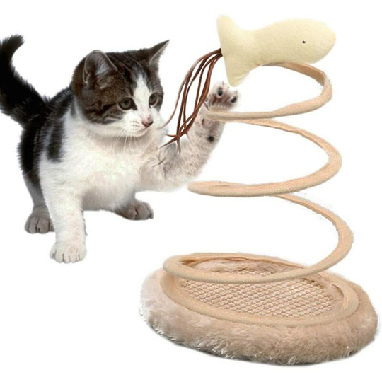 Interactive Cat Toy, Cat Plush Toy with Spiral Spring Plate and Funny Ball or Mouse Interactive Stainless Steel Spring Rotating Cat Creative Toy to