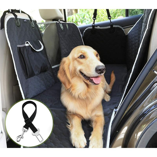 Dog Car Seat Covers, Rear Seat Protector Cover with Viewing Window, Waterproof Bench Cover for Car and suv, in Football Plaid(146 x 136cm,Black)