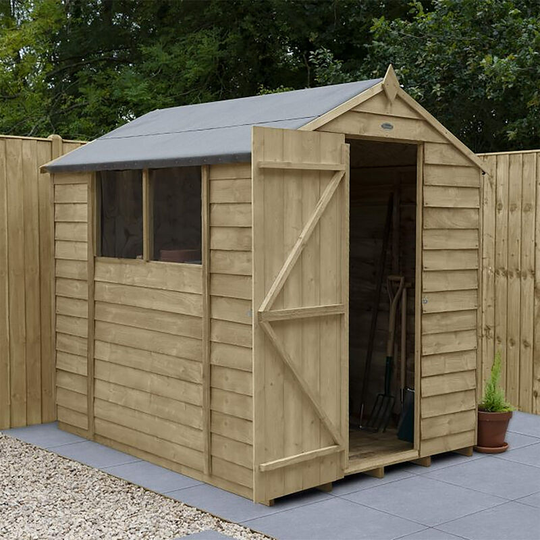 Apex Overlap Pressure Treated 7x5 Wooden Garden Shed - Forest
