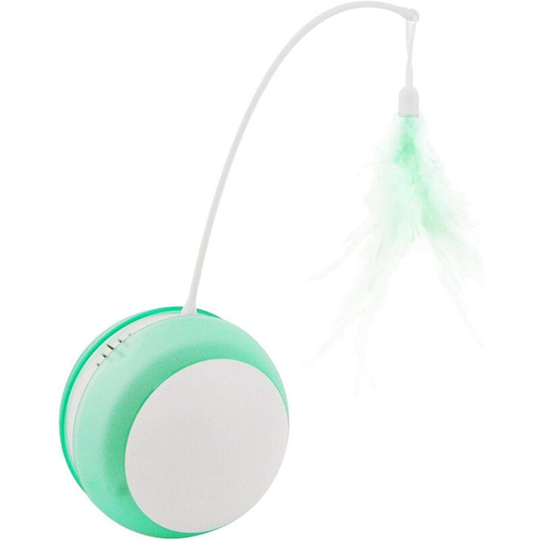 Cat Tumbler Toy Electric Cat Toy with led Feather Anti-Fall Ball, Automatic Rolling Fishing Rod Cat Funny Pet Supplies Green