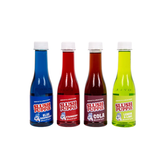 SLUSH Puppie Syrup - 4 Pack - Blue Raspberry, Strawberry, Lemon & Lime, Cola