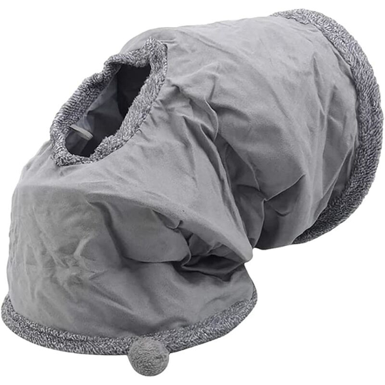 Collapsible Cat Tunnel with Caves for Kittens Rabbits Guinea Pigs Ferret Gray