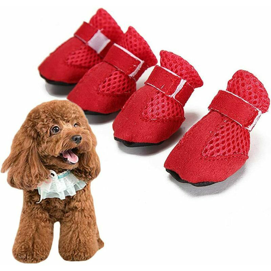 Dog Boot Dog Slipper Snow Shoe Dog Snow Adjustable Dog Socks for Protect Pet's Paws Red,M,1 set of 4 pieces,Superma