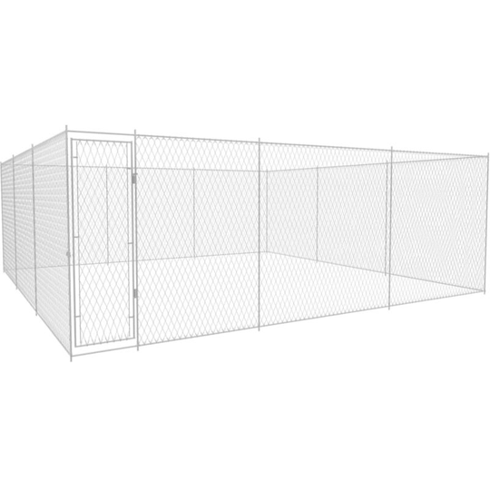 Outdoor Dog Kennel Galvanised Steel 570x570x185 cm - Silver