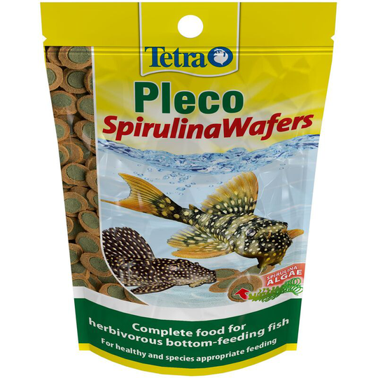 Pleco Spirulina Wafers, Complete Diet for All Herbivorous Bottom-Feeding Fish, 150 g - Tetra