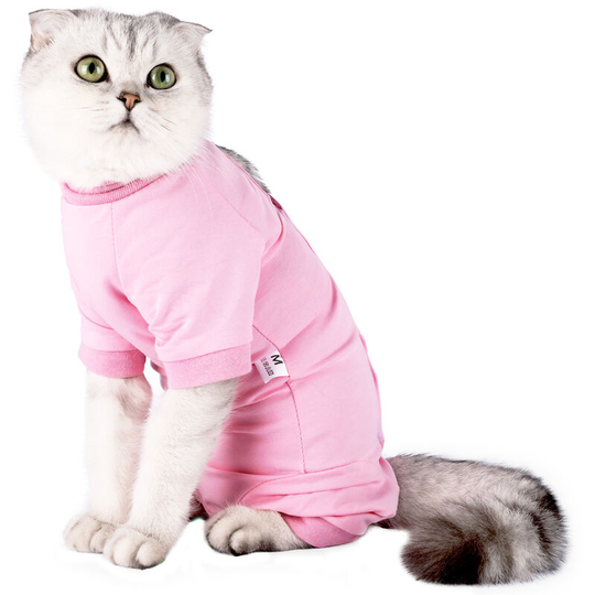 Cat Recovery Suit for Abdominal Wounds Skin Diseases After Surgery Pets Vest, Pink&Large - Pink&Large