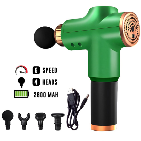 (Green 6 Speed with Button) 8 head LCD Massage Gun Percussion Massager Muscle