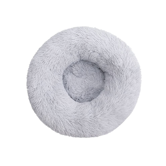 (Light Gray, Dia.50cm/19.7in) Pet Bed For Dog Cat Washable Fluffy Cushion Donut