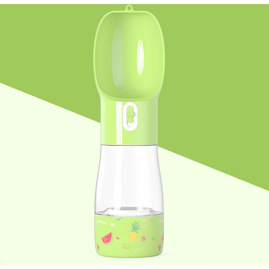 Muff - Portable Pet Travel Water Bottle Leak Proof Lightweight Water Drinking Bottles water and food bottle green print