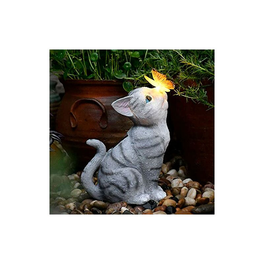 Decorative Butterfly Cat Garden Decorations Outdoor Solar Lights Balcony Arrangements