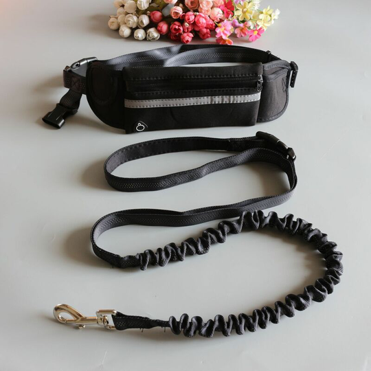 Hands Free Dog Leash, Running Dog Leash with Durable Belt for Walking, Jogging, Training, Black