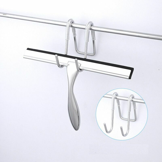 Bathroom glass scraper wiper (glass scraper + multi-functional N-hook),