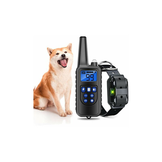 Rechargeable and Waterproof Dog Training Collar with 800m Distance, Electric Shock, Sound black A