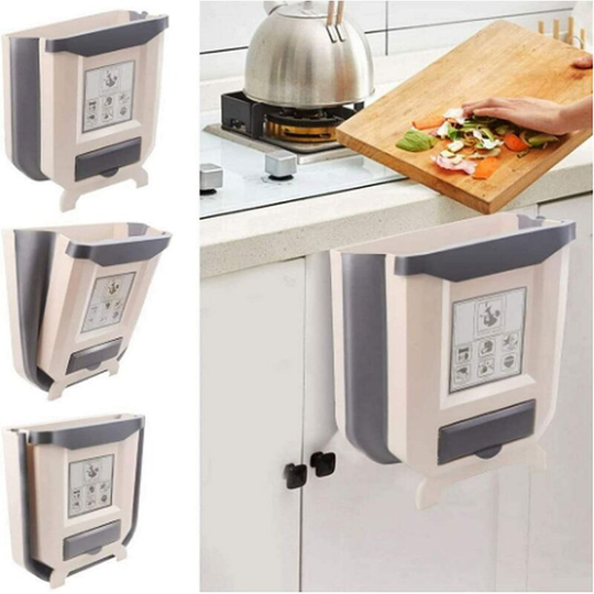 Kitchen Trash Can Collapsible Wall Mounted Trash Container.for Home Office Kitchen Bath Dorm Car Trash Can (Brown, 24x16x25cm)
