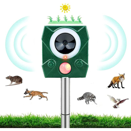 Hiasdfls - Cat Repeller, Ip44 Solar Powered Ultrasonic Repeller, Adjustable Frequency To Kill Animals, Repeller Against, Mice, Squirrels And Birds