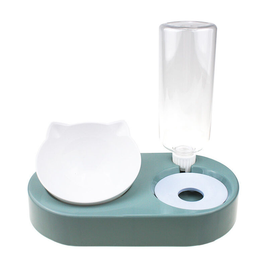 Elevated Cat Bowl, 15° Tilt Anti Vomiting Cat Bowl with Automatic Cat Water Dispenser for Kittens