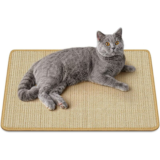 Cat Scratching Mat, Woven Rope Cat Scratching Mat Natural Sisal Non-Slip Convenient Claw Care Toy Cat Mat Protect Carpets and Sofas 40*60cm Brown