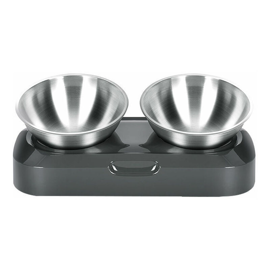 Readcly - Stainless Steel Cat Bowl, Tilted Orthopedic Anti-Vomiting Cat Water Bowl, Ergonomic Tall Cat Food Dish Dishwasher Safe with Non-Slip Stand