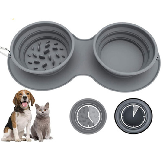 Grade Silicone Collapsible Dog Bowl Set,BPA- Free Foldable Expandable Pet Food Water Feeding Cup Dish for Outdoors Travel Camping Hiking