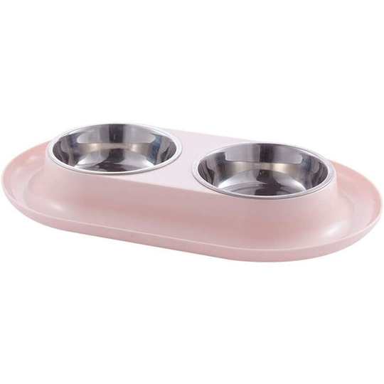 Echoo - Double Dog Bowl, Cat And Dog Bowl, Stainless Steel Cat And Dog Bowl With Anti-Spill
