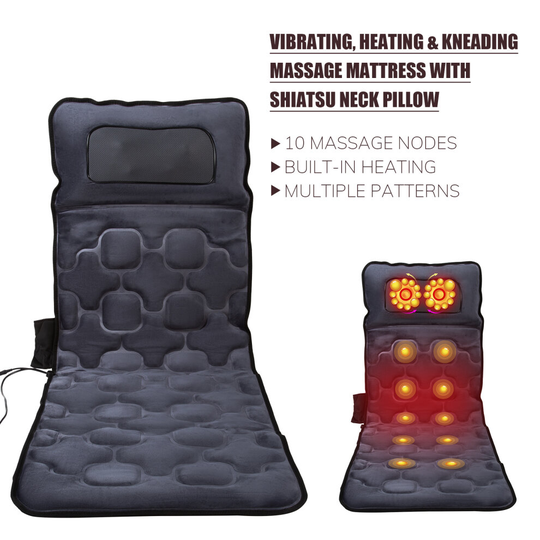 Electric 12 Nodes Massage Mat Mattress Full Body Heat Pad Crenex