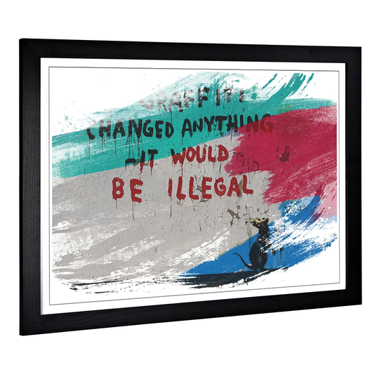 'Banksy Rat Graffiti' Framed Art Print
