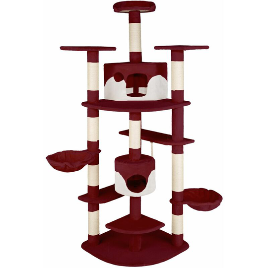 Cat tree scratching post Fippi - cat scratching post, cat tower, scratching post - burgundy/white - burgundy/white