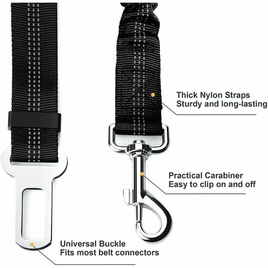 Dog Seat Belt, 2 Pieces Dog Safety Car Harness with Elastic Shock Absorption and Strong Carabiner, Adjustable Dog Harness Highest Safety for All Dog