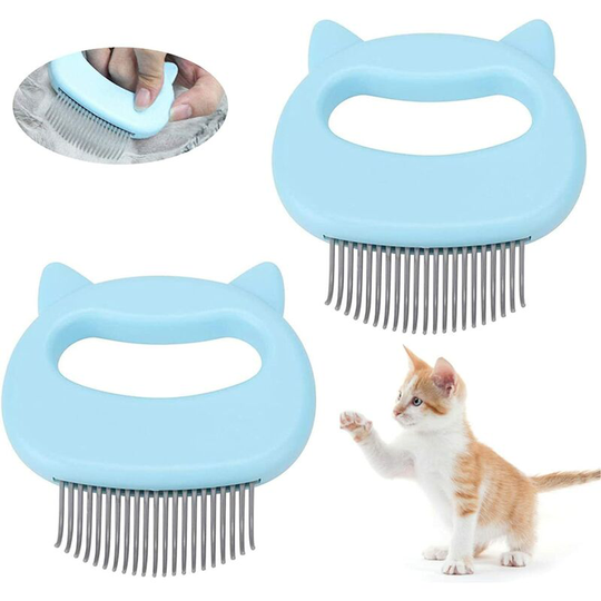 Cat Comb,Cat Brush,Cat Massage Comb,Cat Grooming,Pet Comb and Massage Brush (2 pieces, Blue)