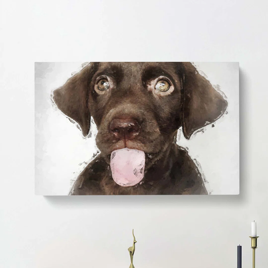 Chocolate Labrador Puppy in Abstract - Wrapped Canvas Graphic Art Print