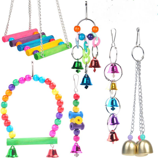 6pcs Chew Toys Set Parrot Toy Bird - Set of 6 Wind Chimes - Thsinde