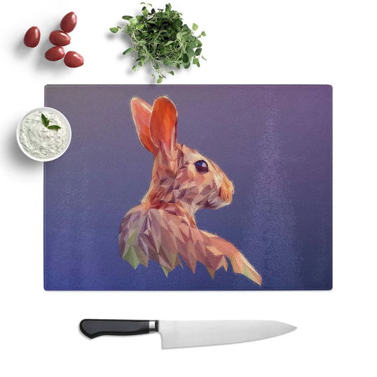 Glass Geometric Rabbit Hare in Abstract Chopping Board