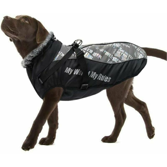 Deckon - Dog Winter Coat Reflective Warm Waterproof Jacket Soft Plush Puppy Vest Adjustable Clothes for Pet Small Medium-Large Dogs (xl, Silver)