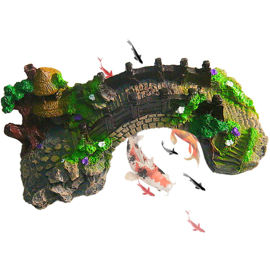 Lifcausal - Aquariums Decorations Bridge Tower Resin Rockery Bridge Pavilion Tree Fish Tank Ornament Bridge Aquarium Accessories Decoration