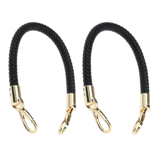 2PCS 40cm Replacement Handbag PU Braided Handles with Gold Spring Buckle