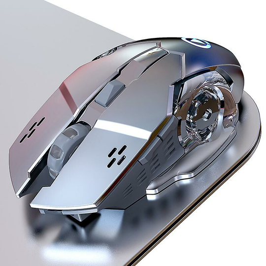 Rgb Backlit Wireless Gaming Mouse, Rechargeable, 6 Programmable Buttons Silver