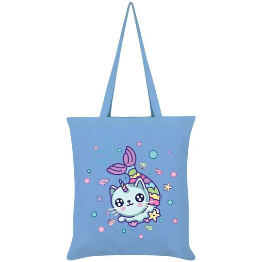 Mermaid Kitten Kawaii Tote Bag (One Size) (Sky Blue) - Sky Blue - Grindstore
