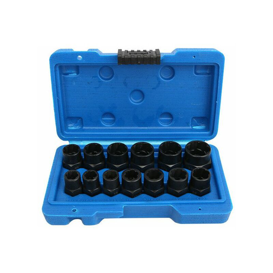 13pcs Twist Socket Set, 9.5mm Damaged Bolt Extractor, Handle Nut Extractor Socket Sets for Locking Wheel Nut Removal