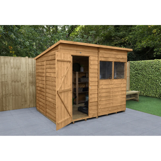 Overlap Pressure Treated 8X6 Pent Shed in , Golden Brown